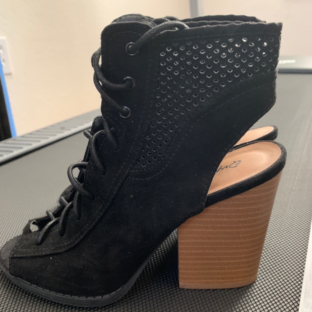 Black lace up booties